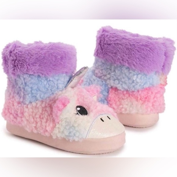 NWT Muk Luks Summer Sunset Pink/Purple Unicorn Slippers Little Girls Size 1-2 - Picture 1 of 13